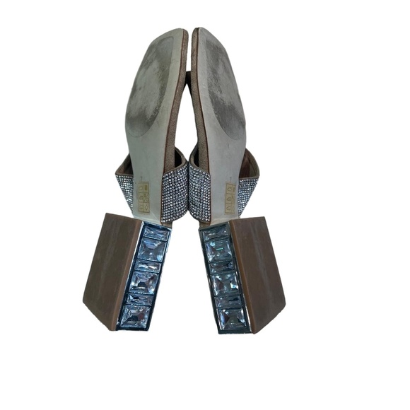 Jeffrey Campbell SquareToe Embellished Rhinestone Jeweled Sandals Womens Size 7 - Picture 9 of 10